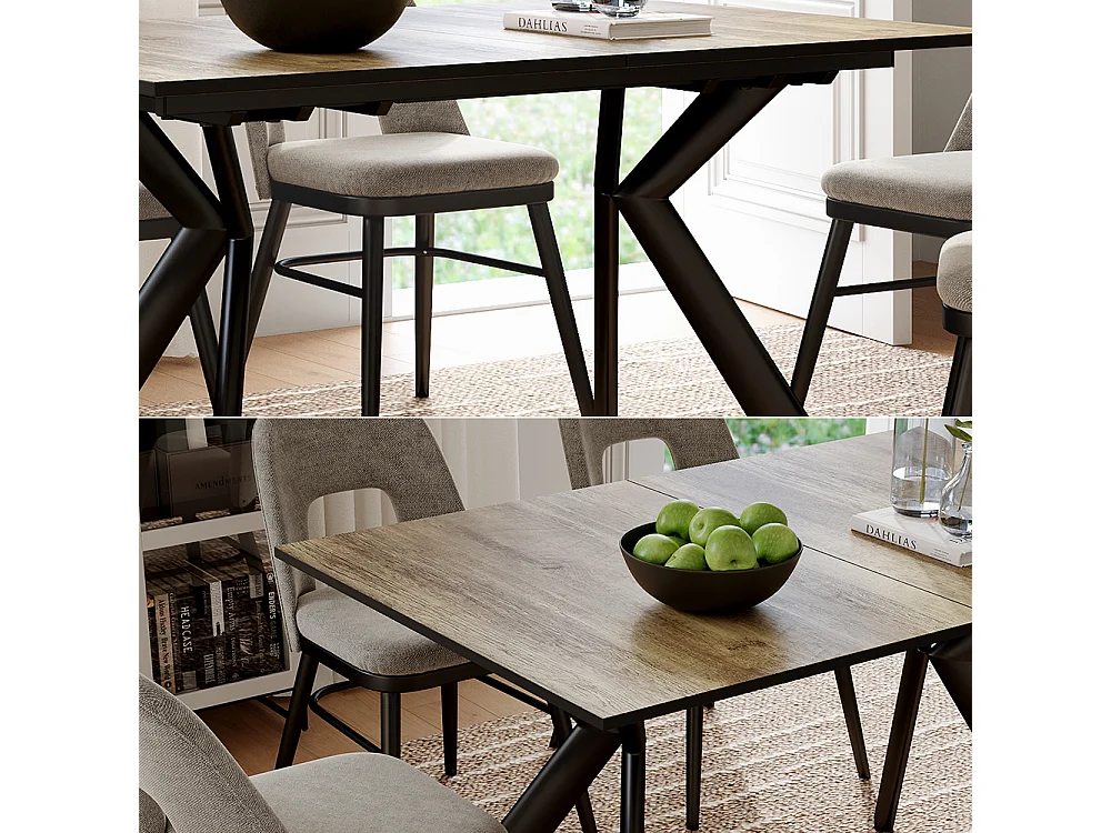 Table de salle à manger chêne rustique/noir 140x90x76 trill