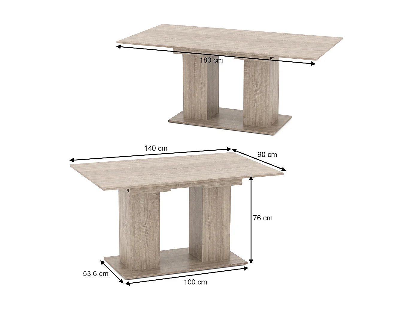 Table de salle à manger sonoma 140x90x76 dix