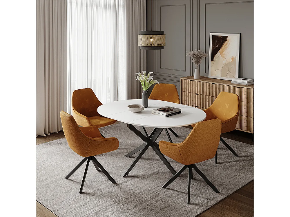 tavolo da pranzo allungabile bianco/nero 120x120x76.3 loyd