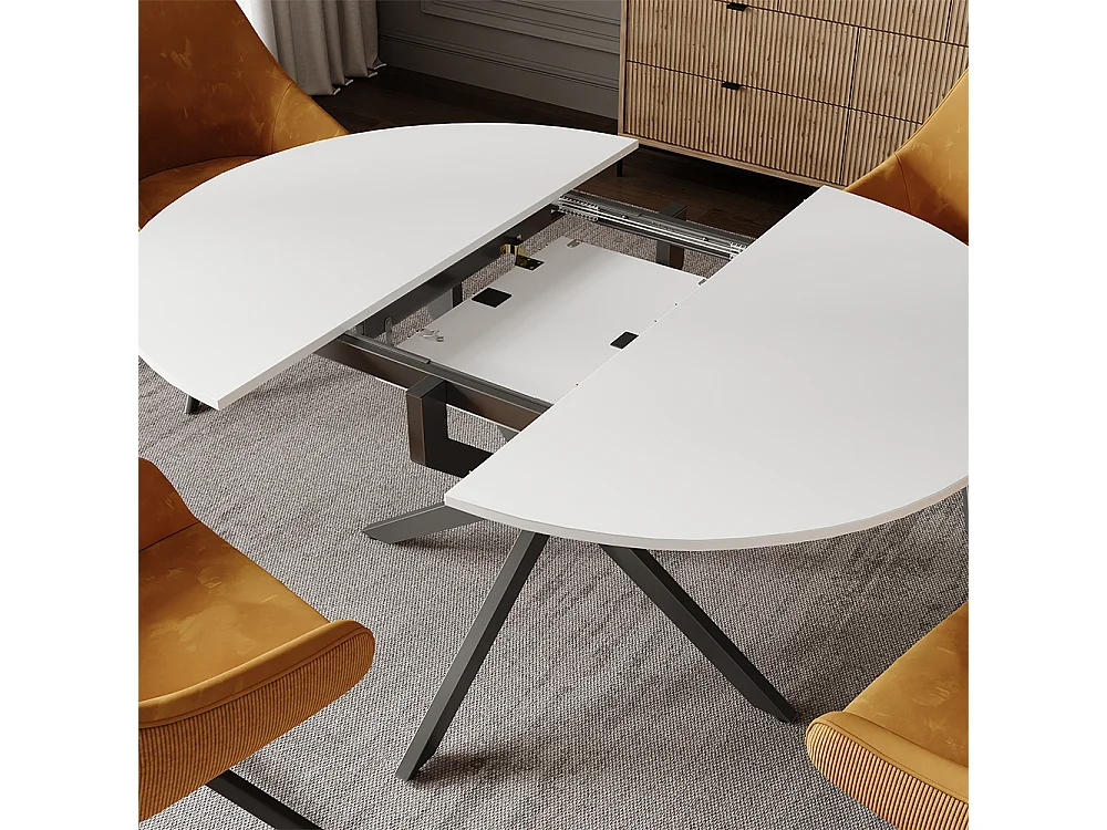 tavolo da pranzo allungabile bianco/nero 120x120x76.3 loyd