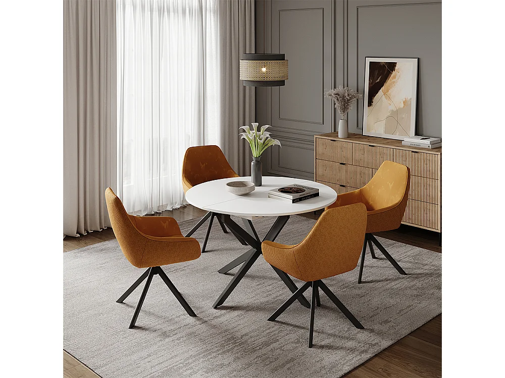 tavolo da pranzo allungabile bianco/nero 120x120x76.3 loyd