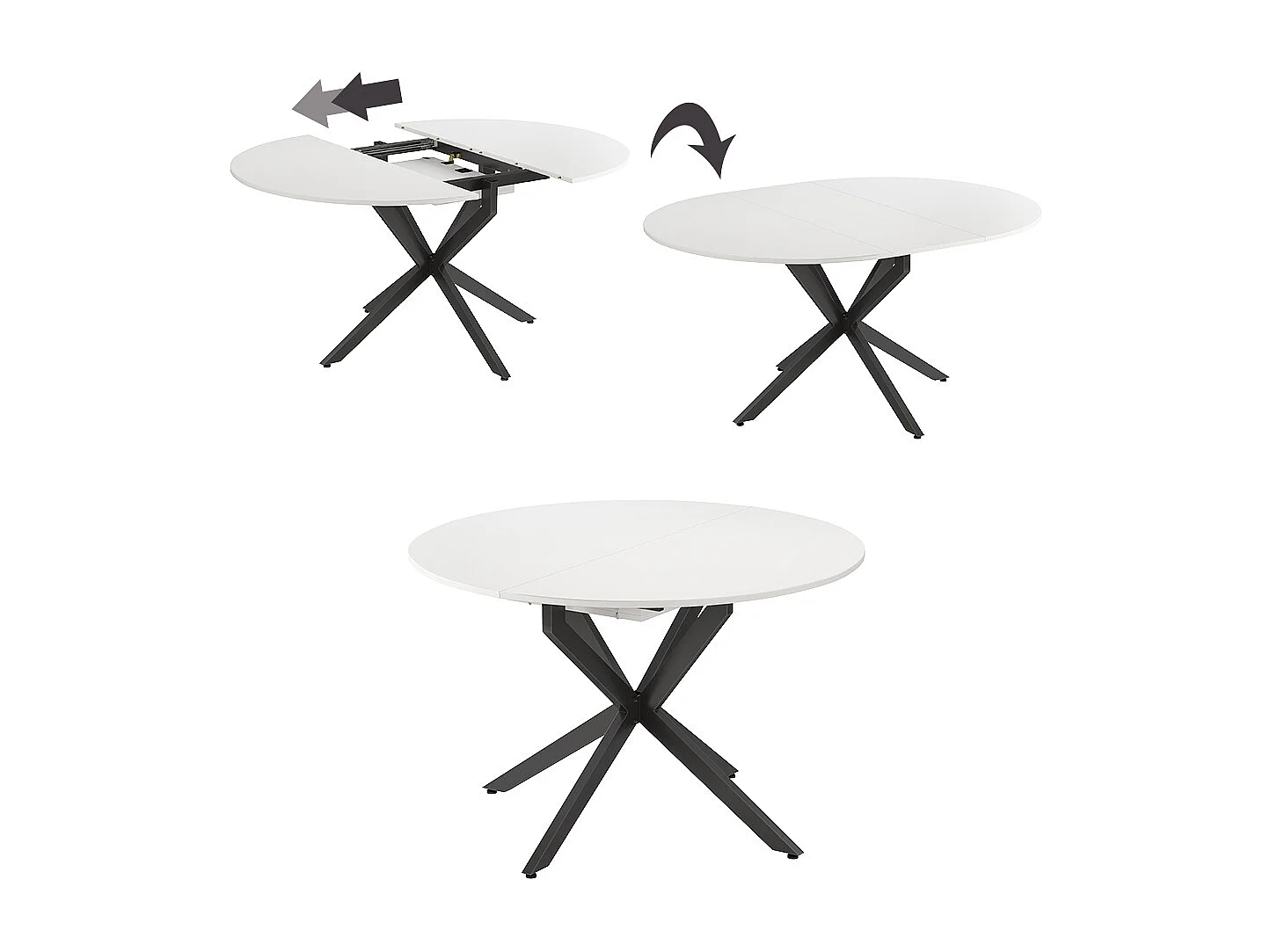 Table de salle à manger blanc/noir 120x120x76.3 loyd