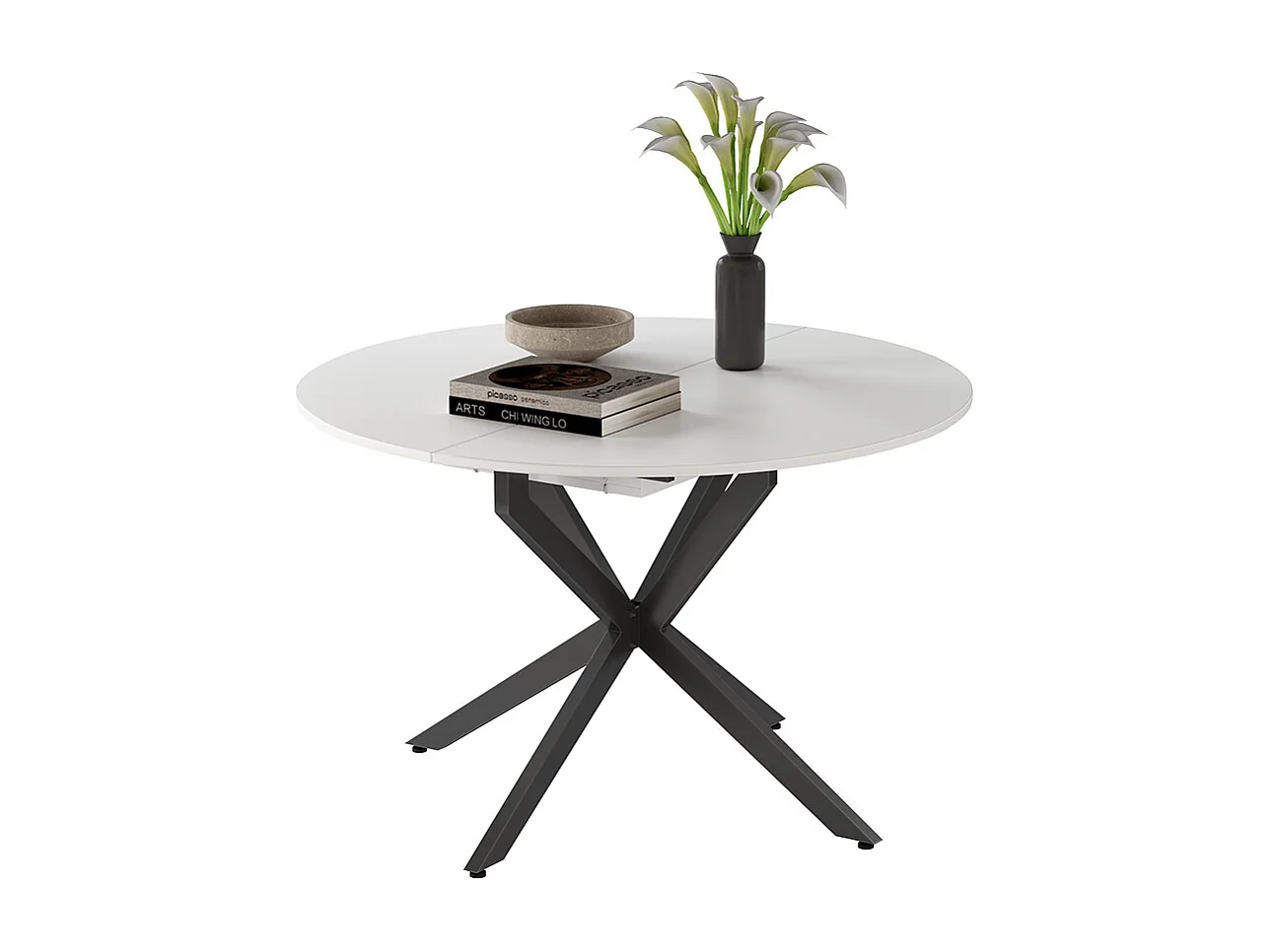 Table de salle à manger blanc/noir 120x120x76.3 loyd