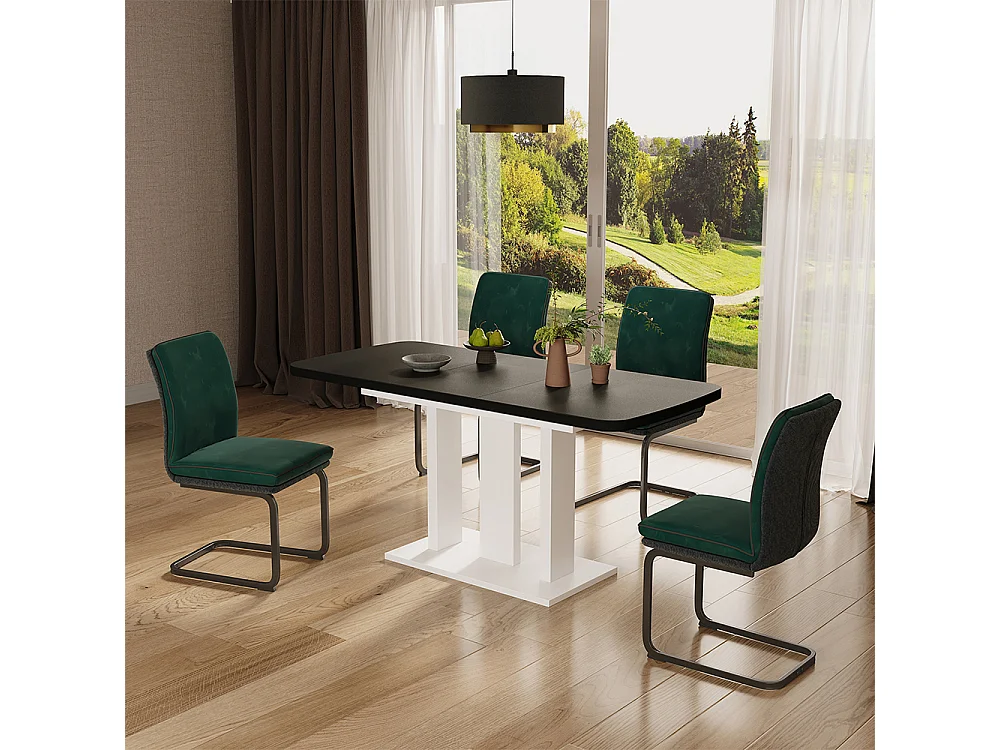 Table de salle à manger noir/blanc 120x80x77.3 fenaro