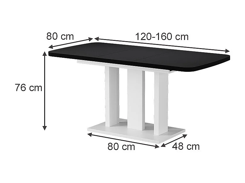 Table de salle à manger noir/blanc 120x80x77.3 fenaro