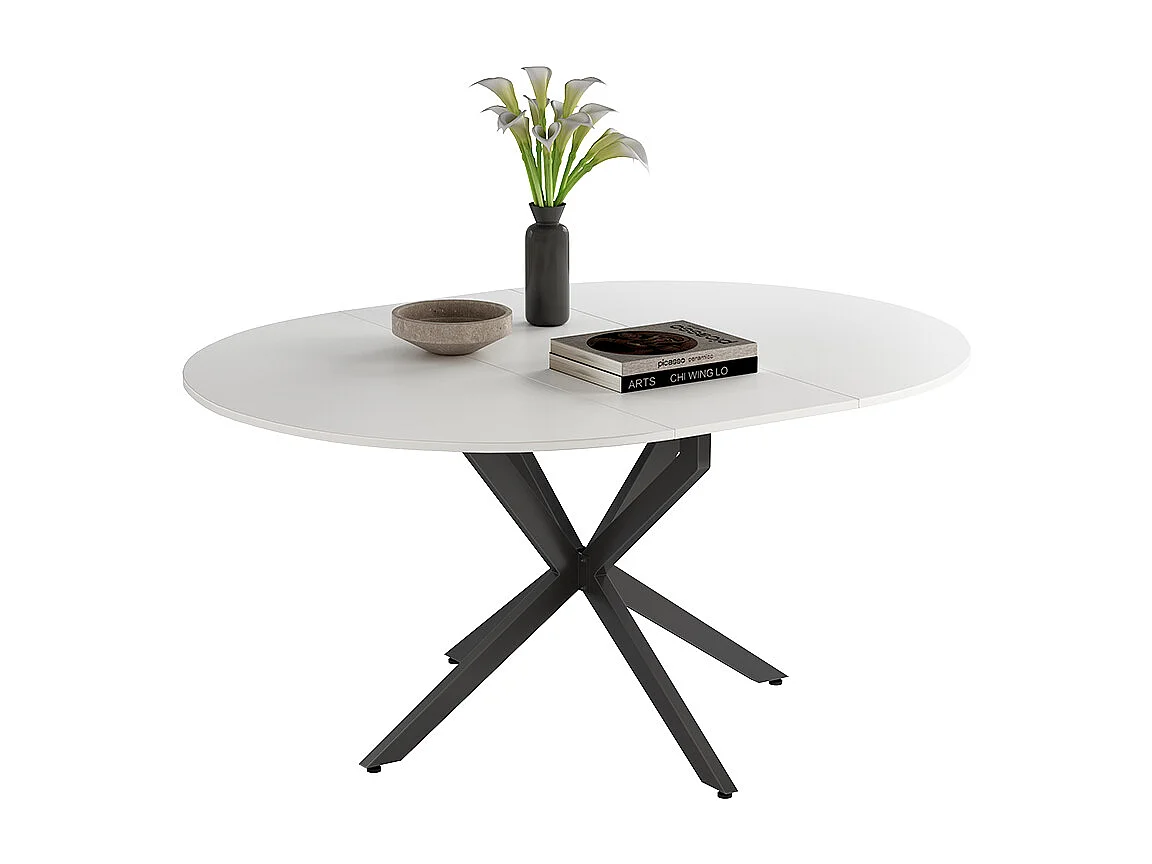 Table de salle à manger blanc/noir 120x120x76.5 loyd