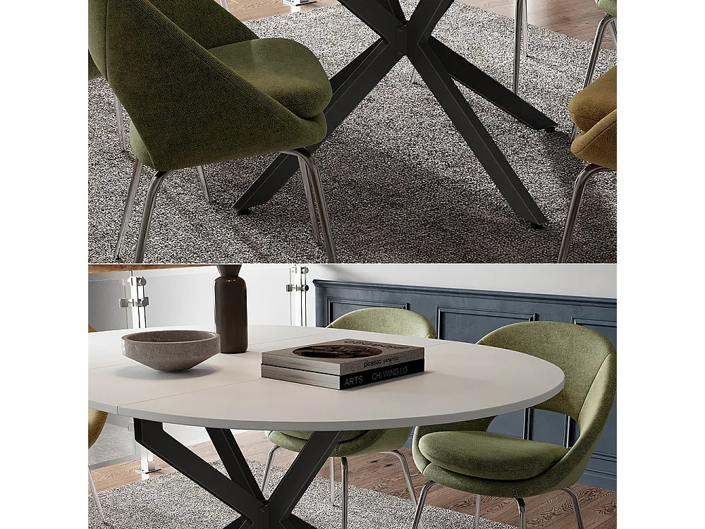 Table de salle à manger blanc/noir 120x120x76.5 loyd