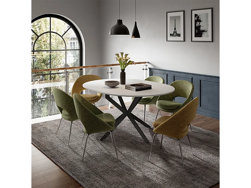 tavolo da pranzo allungabile bianco/nero 120x120x76.5 loyd