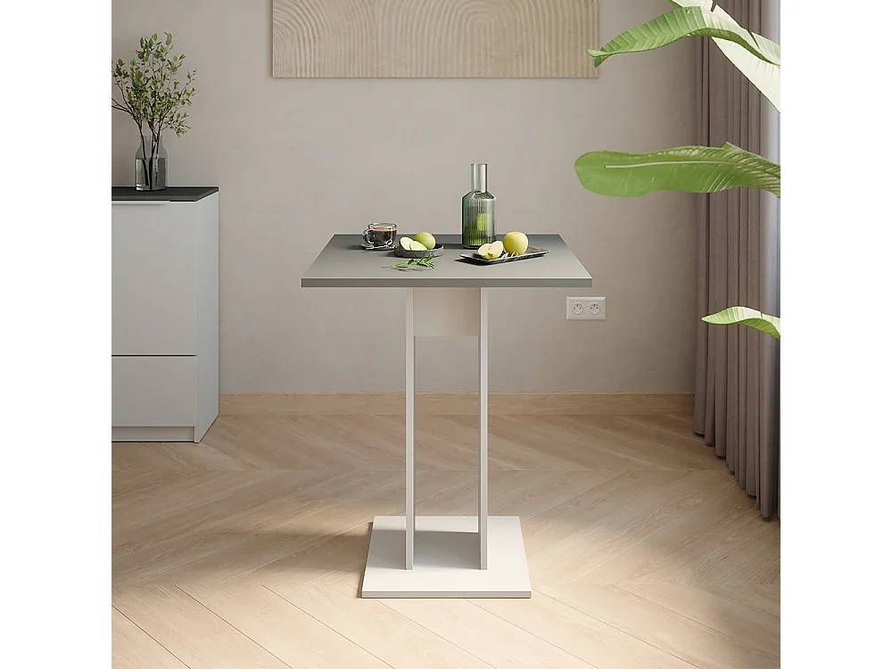 Table de salle à manger blanc/anthracite 65x65x78 repose