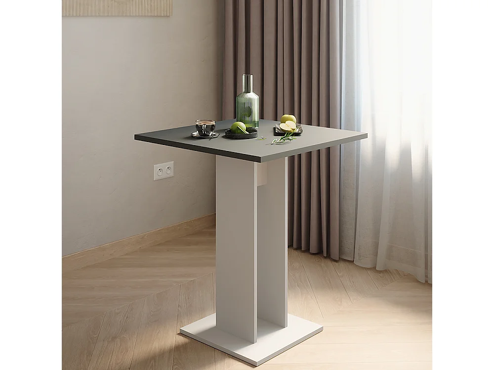Table de salle à manger blanc/anthracite 65x65x78 repose