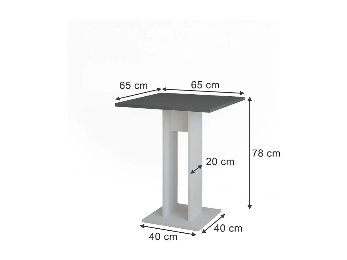 Spisebord hvid/antracit 65x65x78 repose