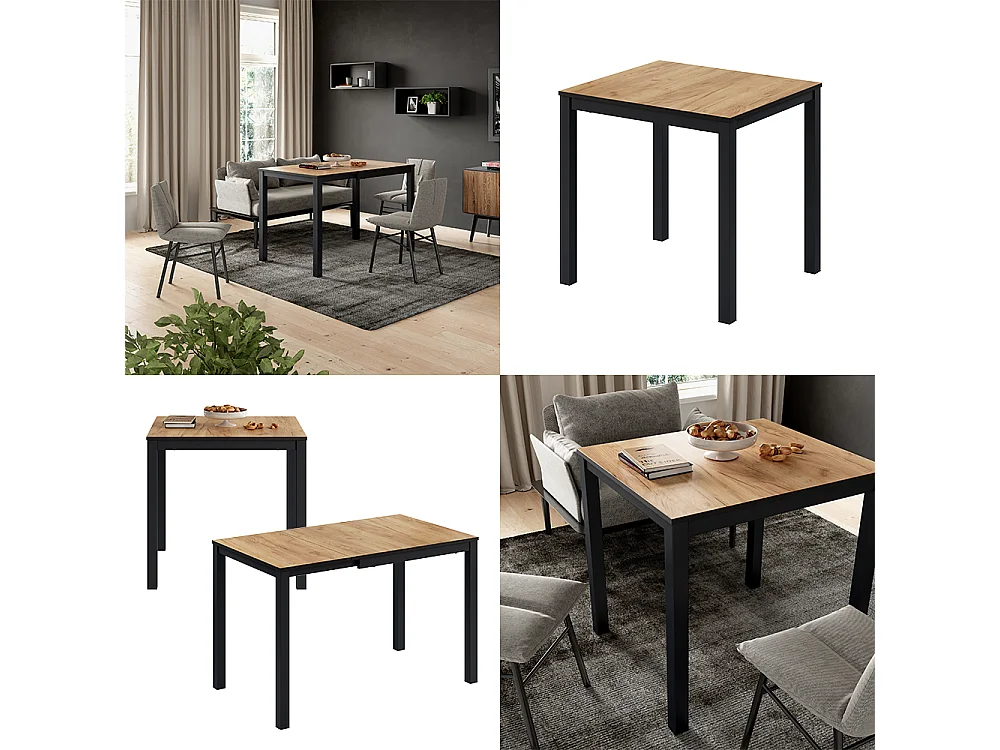 Table de salle à manger chêne/anthracite 120x70x76 granny