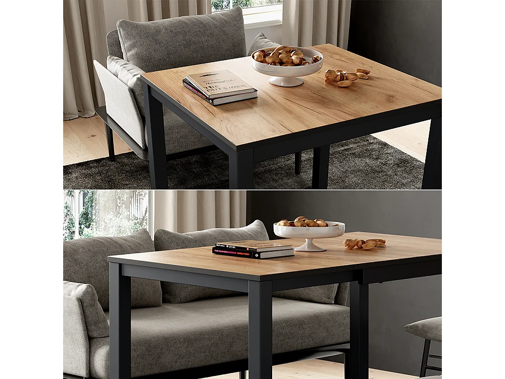 Table de salle à manger chêne/anthracite 120x70x76 granny
