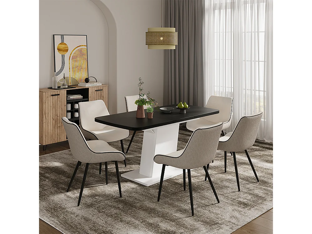 Table de salle à manger noir/blanc 120x80x77.3 fenaro