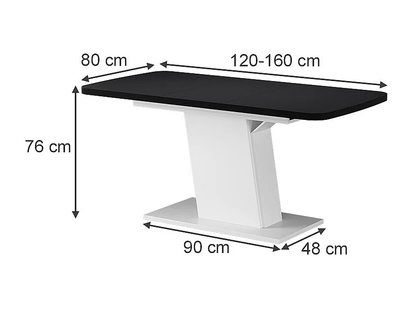 Table de salle à manger noir/blanc 120x80x77.3 fenaro