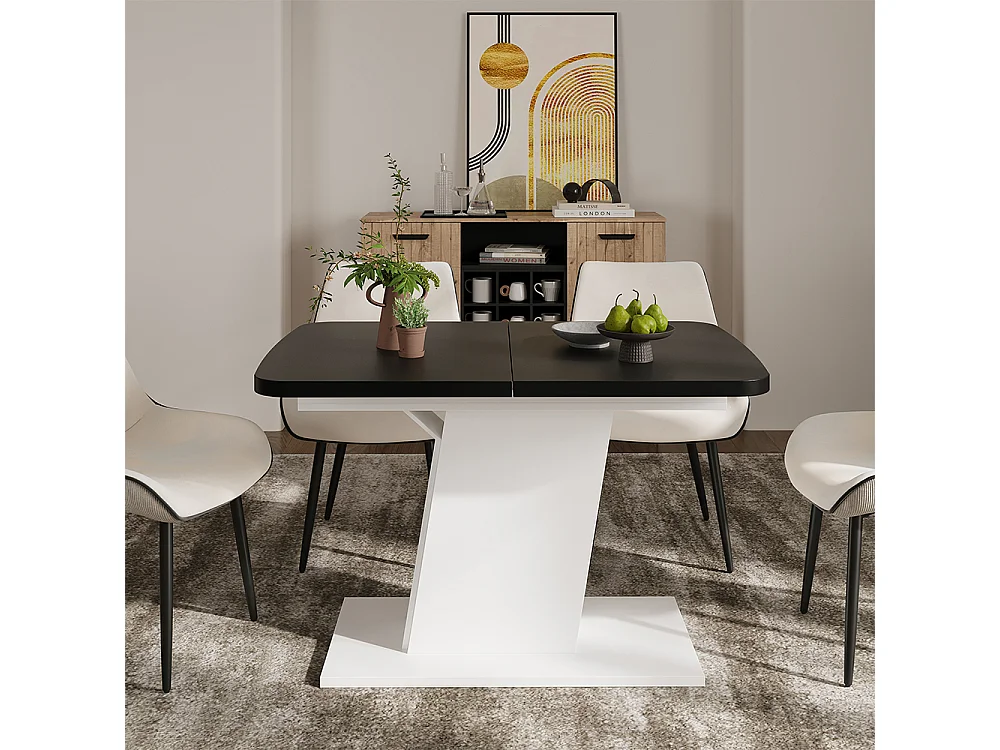 Table de salle à manger noir/blanc 120x80x77.3 fenaro