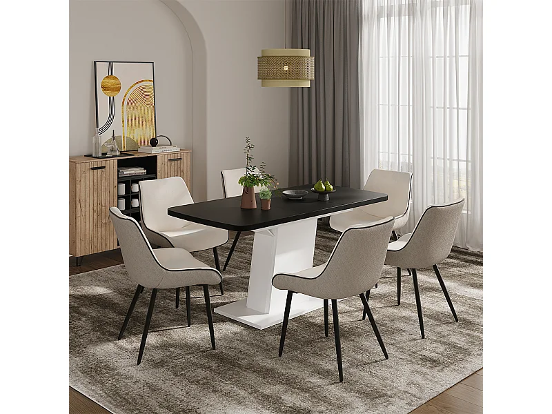 Table de salle à manger noir/blanc 120x80x77.3 fenaro