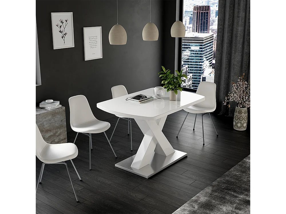 Table de salle à manger blanc 120x80x76 chinto