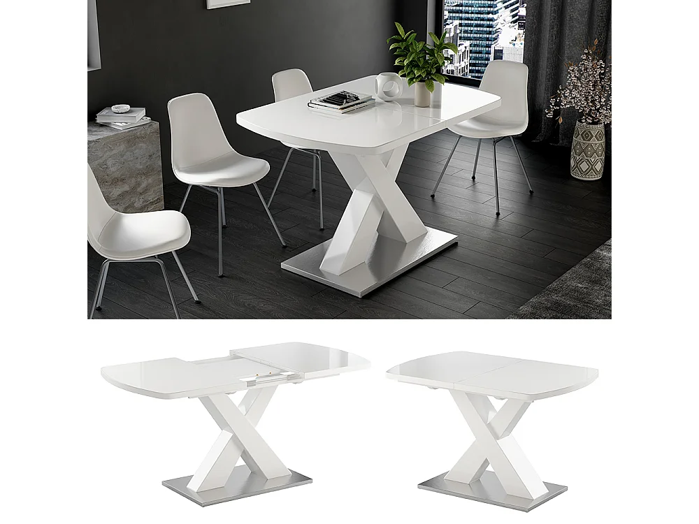 Table de salle à manger blanc 120x80x76 chinto