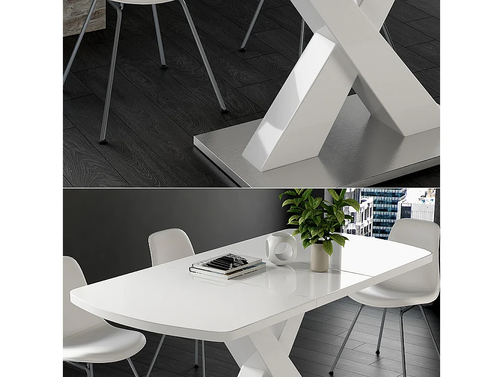 Table de salle à manger blanc 120x80x76 chinto