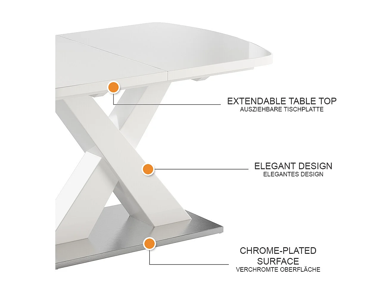 Table de salle à manger blanc 120x80x76 chinto