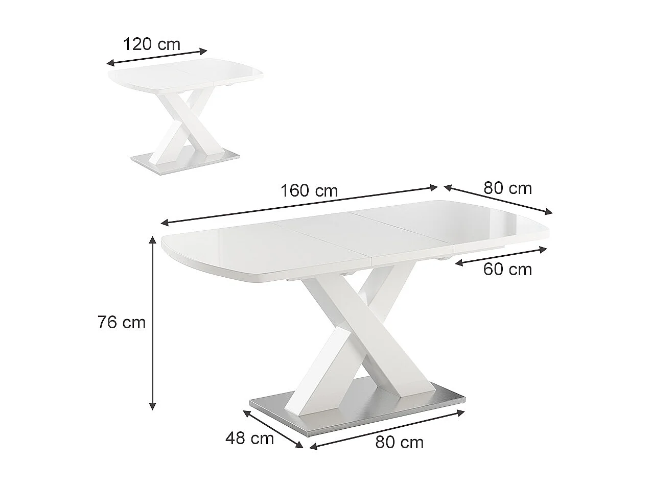 Table de salle à manger blanc 120x80x76 chinto