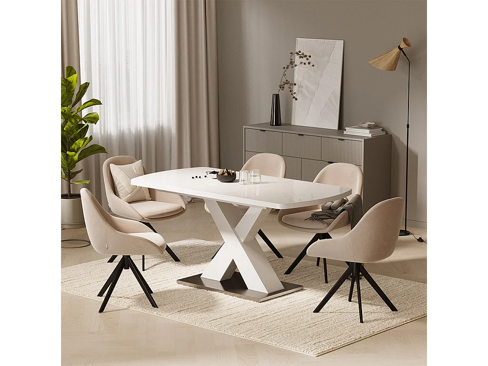 Table de salle à manger blanc 120x80x76 chinto