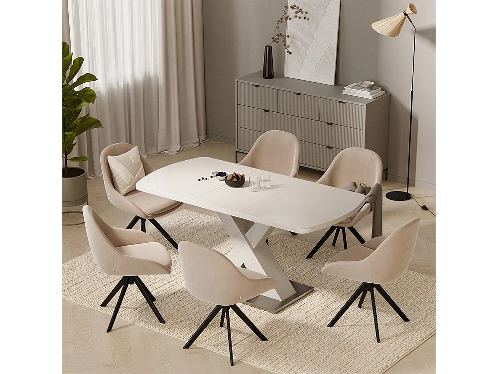 Table de salle à manger blanc 120x80x76 chinto