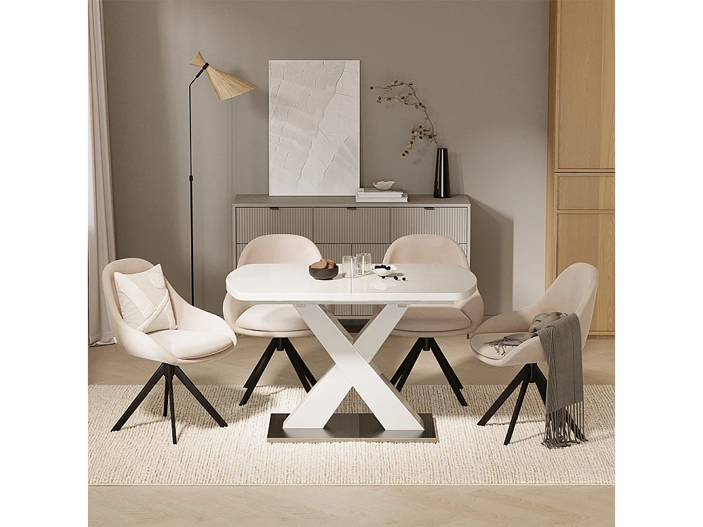 Table de salle à manger blanc 120x80x76 chinto