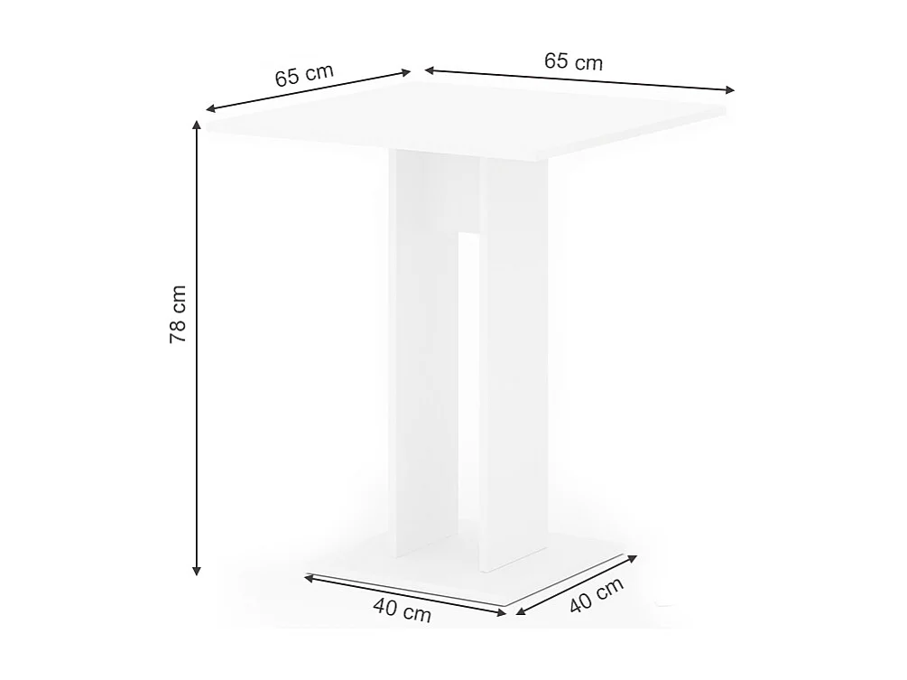 Table de salle à manger blanc 65x65x78 repose