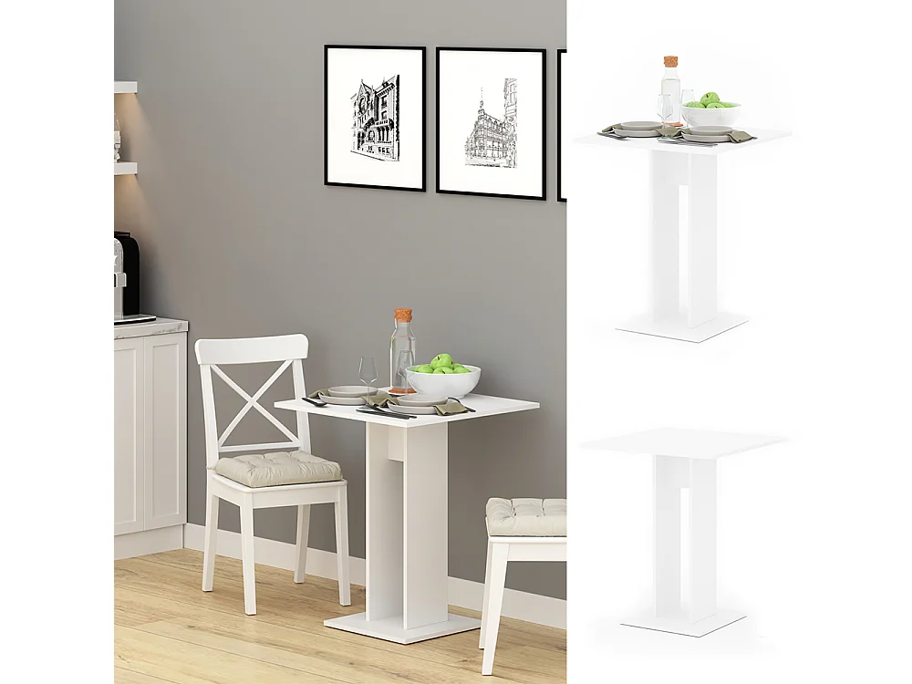 Table de salle à manger blanc 65x65x78 repose