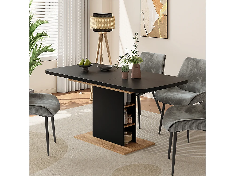 Eettafel zwart/gouden eik 120x80x77.3 fenaro