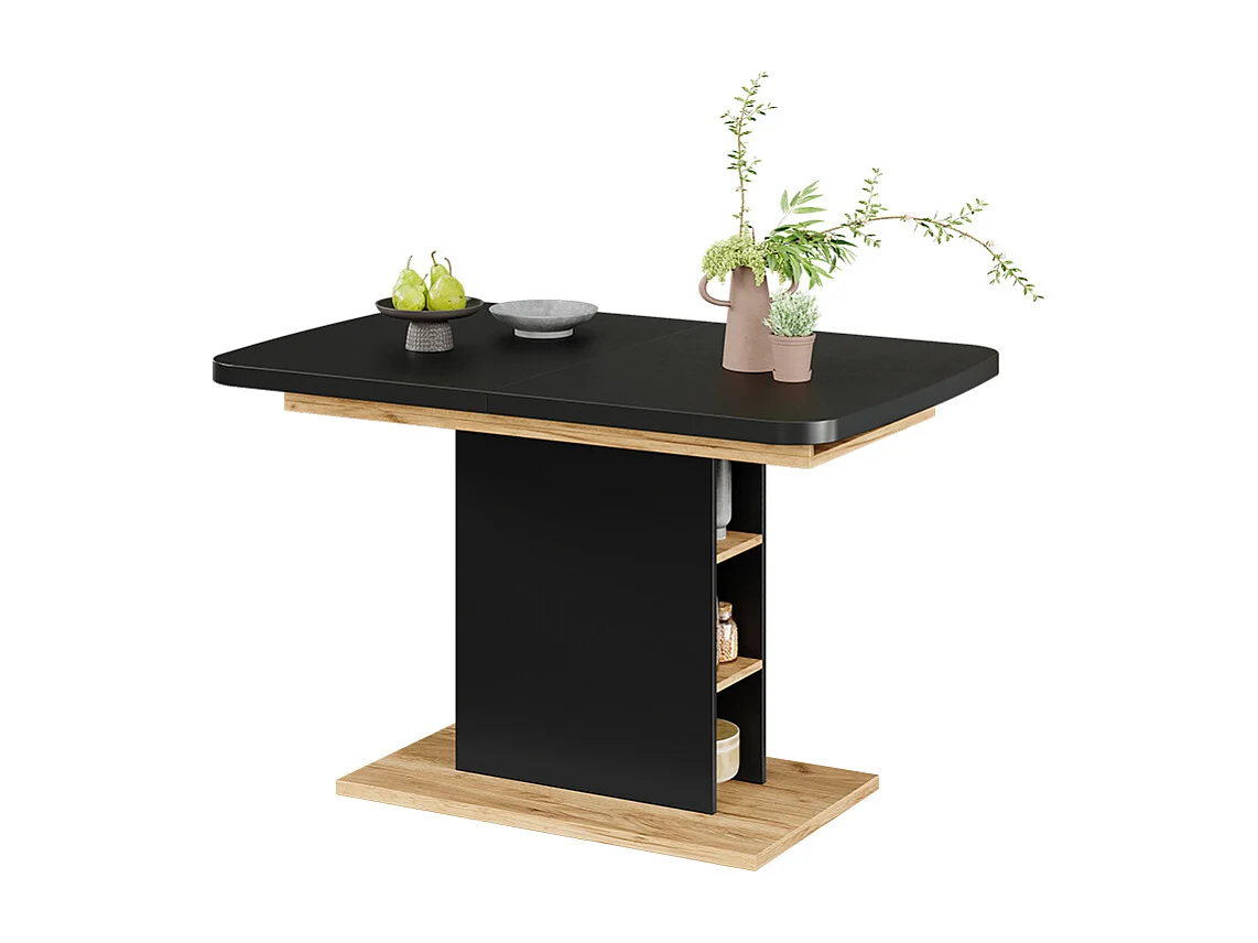 Eettafel zwart/gouden eik 120x80x77.3 fenaro