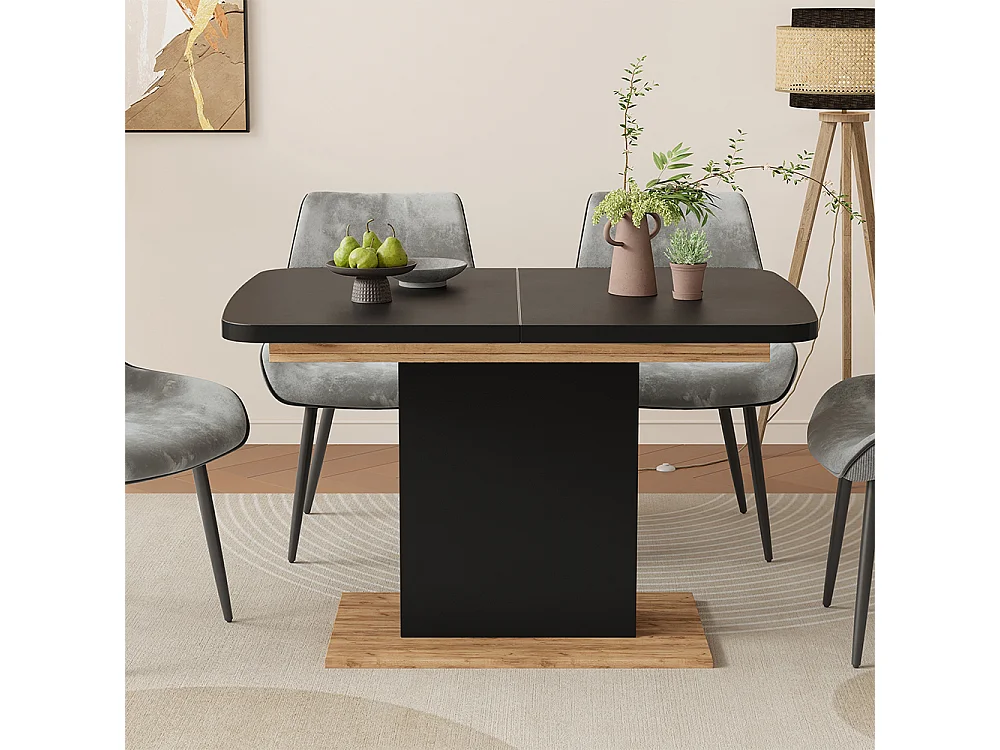 Eettafel zwart/gouden eik 120x80x77.3 fenaro