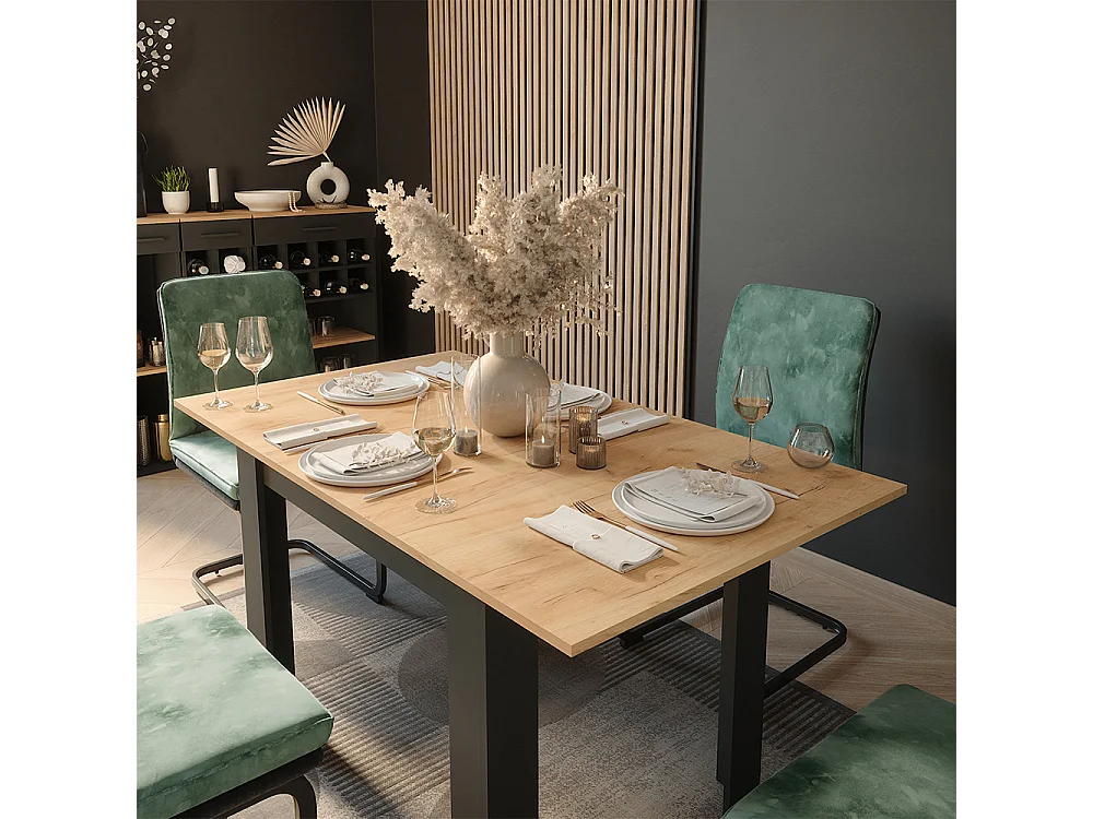 Table de salle à manger anthracite/chêne doré 100x80x76 repose