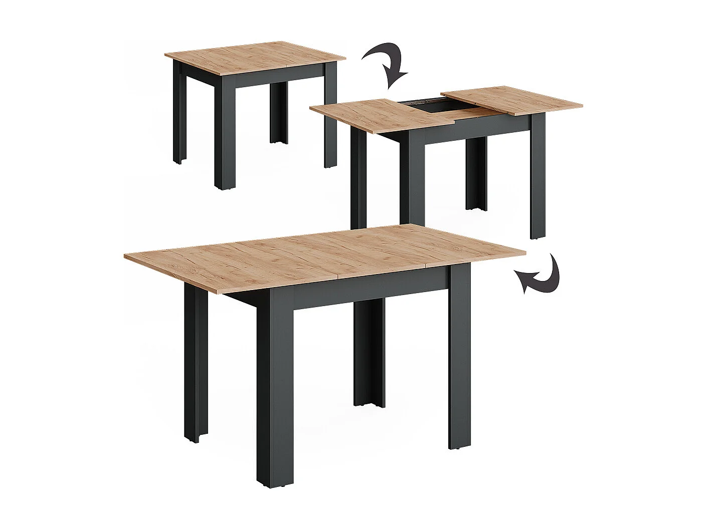 Table de salle à manger anthracite/chêne doré 100x80x76 repose