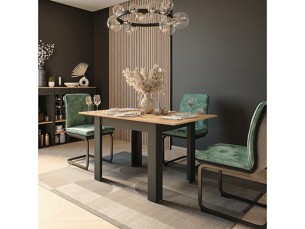 Table de salle à manger anthracite/chêne doré 100x80x76 repose