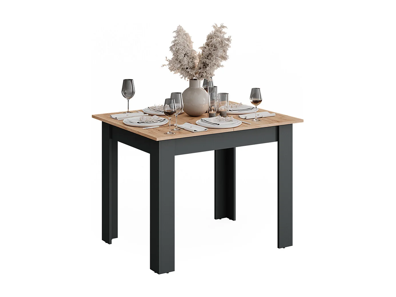 Table de salle à manger anthracite/chêne doré 100x80x76 repose