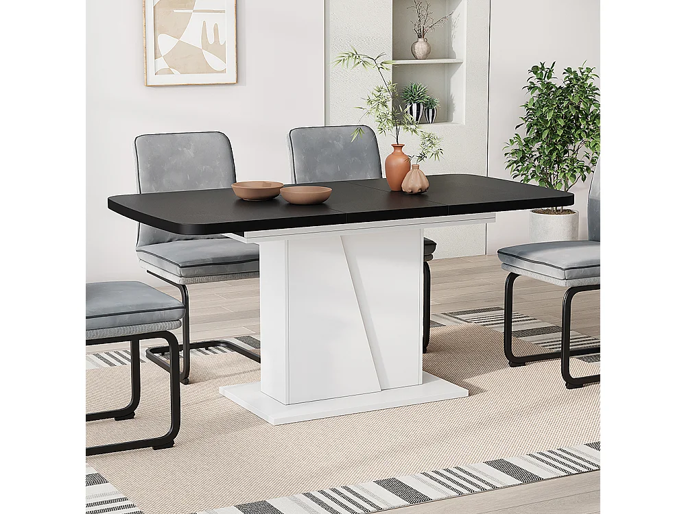 Table de salle à manger noir/blanc 120x80x77.3 fenaro