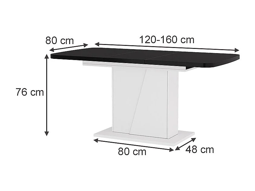 Eettafel zwart/wit 120x80x77.3 fenaro