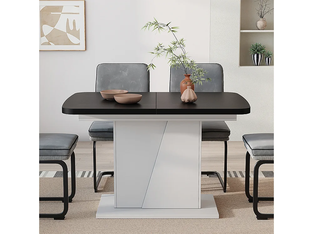 tavolo da pranzo allungabile nero/bianco 120x80x77.3 fenaro