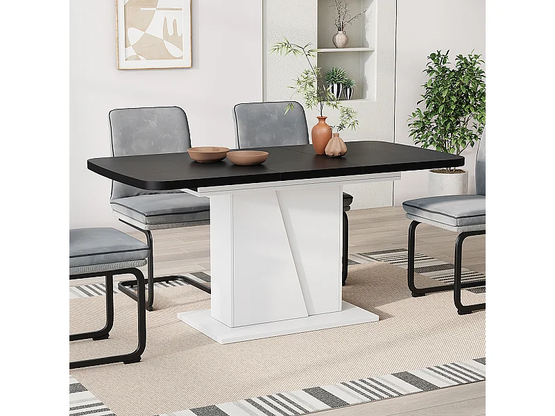 Table de salle à manger noir/blanc 120x80x77.3 fenaro