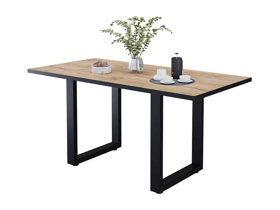 Table de salle à manger chêne noir/force de lor 160x80x77 livorno