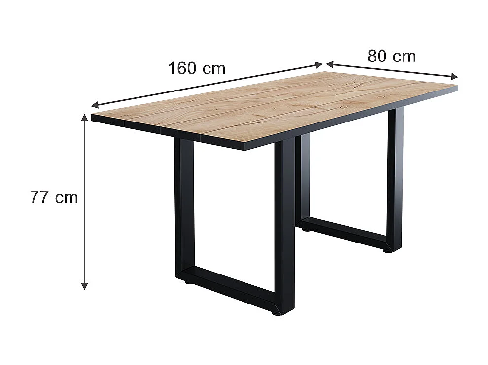Spisebord sort/gyldent egetræ 160x80x77 livorno
