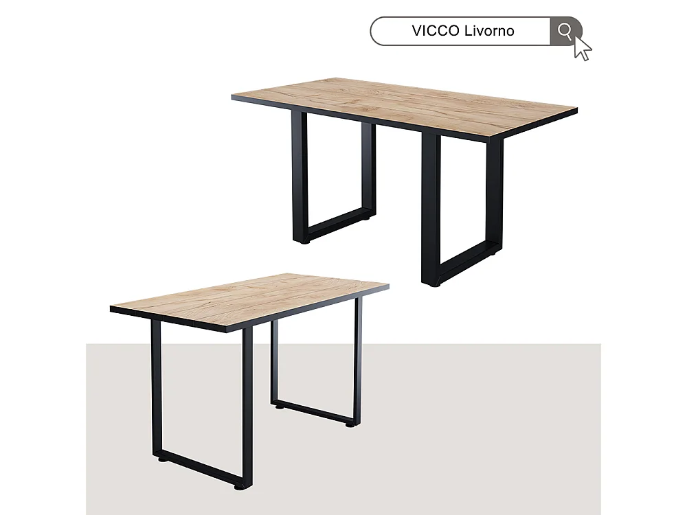 Spisebord sort/gyldent egetræ 160x80x77 livorno