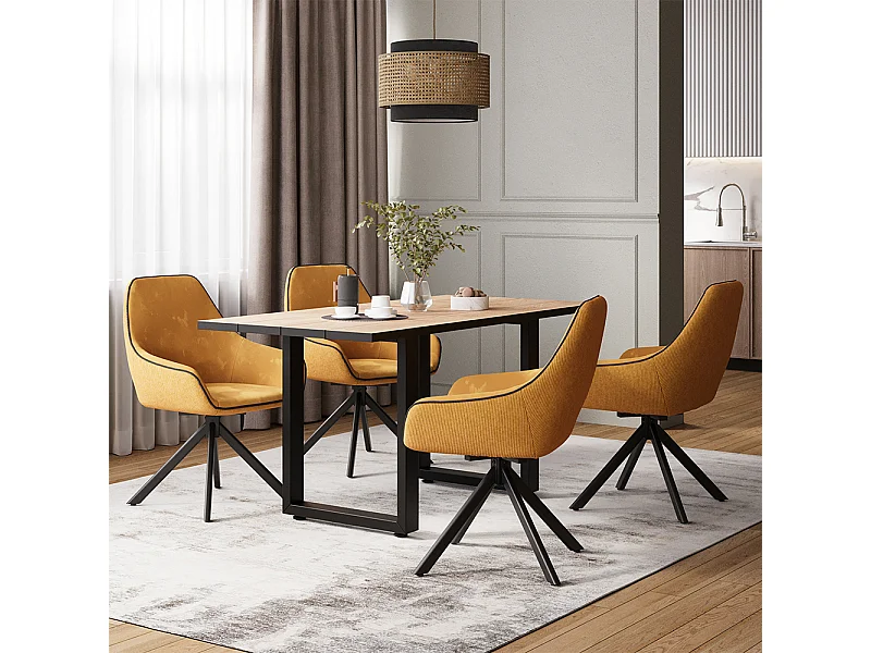 Table de salle à manger chêne noir/force de lor 160x80x77 livorno