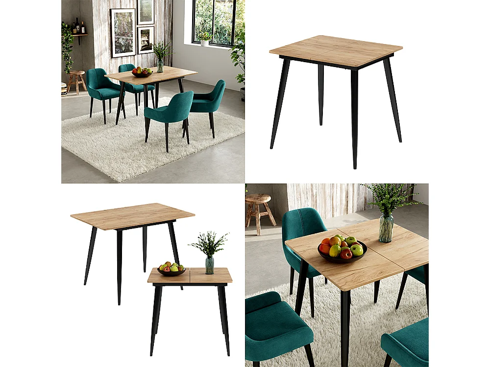 Table de salle à manger chêne noir/force de lor 80x70x75 beaver