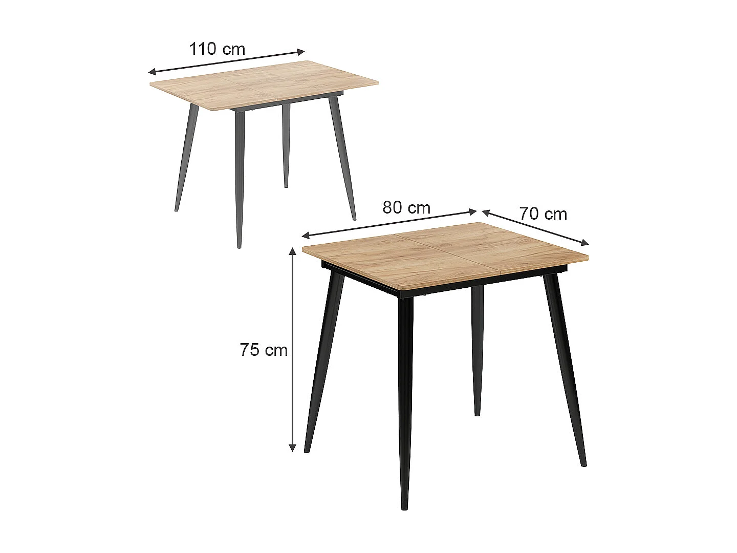 Table de salle à manger chêne noir/force de lor 80x70x75 beaver