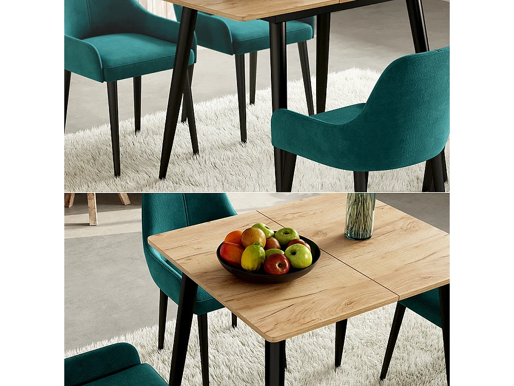 Table de salle à manger chêne noir/force de lor 80x70x75 beaver