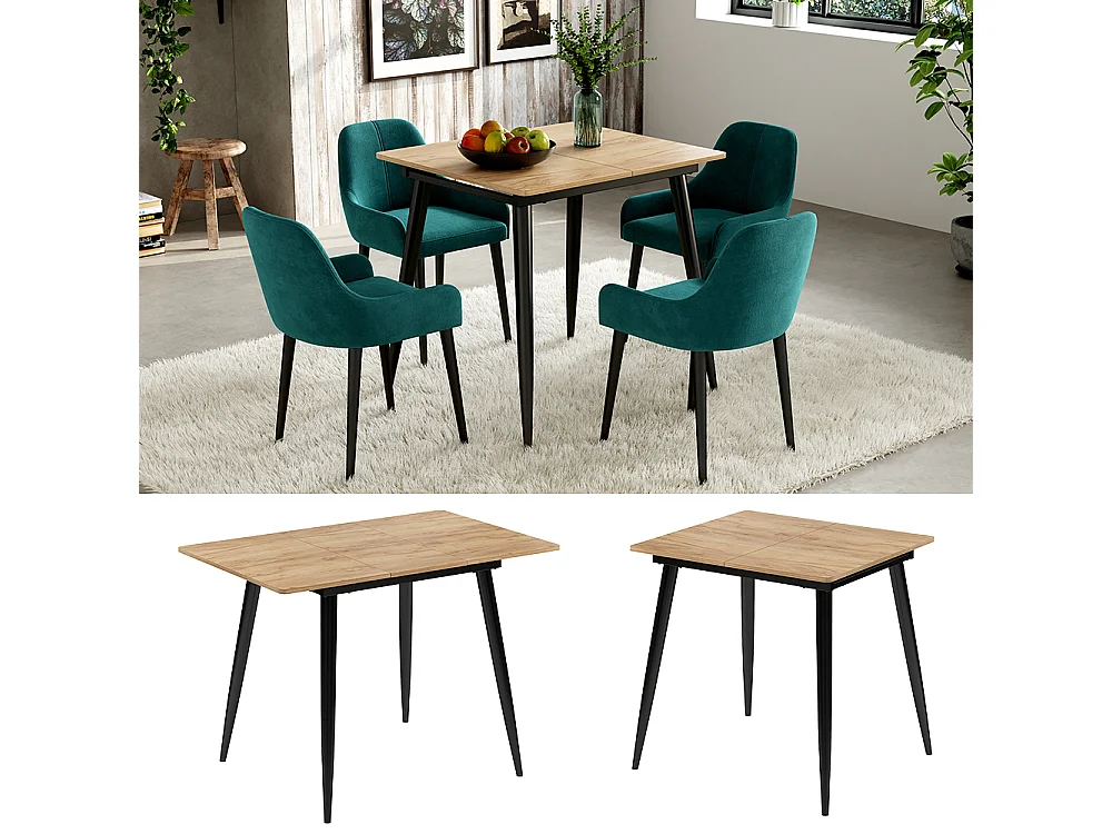 Table de salle à manger chêne noir/force de lor 80x70x75 beaver